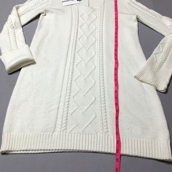 NWT Kathy Ireland Size M Women Cream Cable-Knit Sweater Dress Long Sleeves - Picture 6 of 11